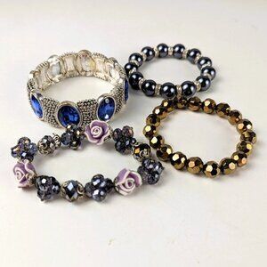 Costume Jewelry Stretchy Bracelet Lot x4